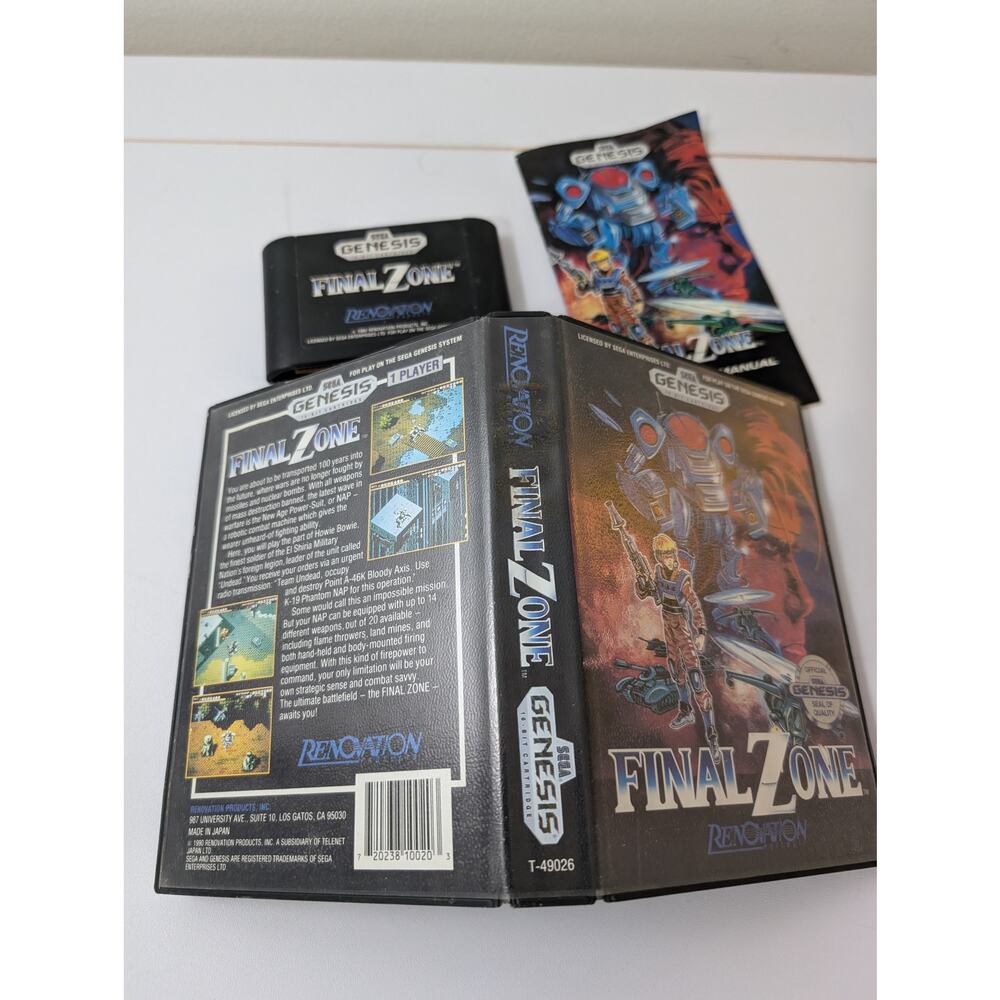 Final Zone Sega Genesis CIB EUC Tested Working Motoi Sakuraba Wolf Team